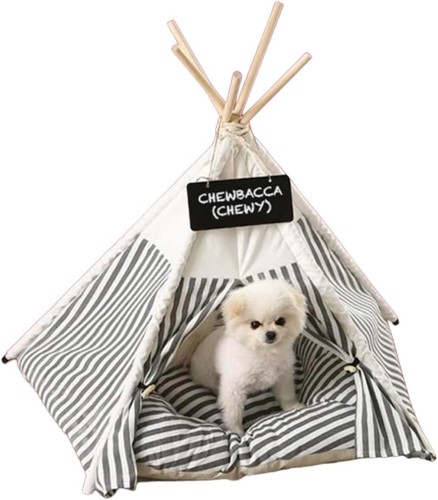 Stylish Canvas Dog Teepee with Soft Cushion - Perfect for Small Dogs & Cats - Picture 3 of 10
