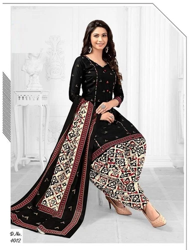 Indian Pakistani Womens Printed Suit Dress Stitched Shalwar Kameez Dupatta Salwar