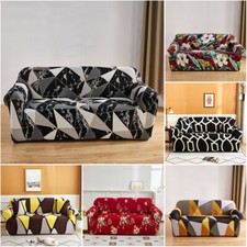 1~4 Seater Sofa Covers Slipcover Triangle Flower Elastic Settee Couch Protector