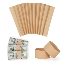 550Pk Brown Kraft Paper Currency Straps Self Adhesive Money Bands Bill Wrappers