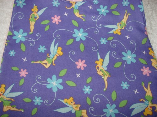 Tinkerbell Lilac Baby Bib Cotton Front Towelling Back Handmade - Picture 2 of 2
