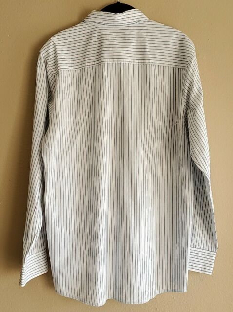 Calvin Klein Button Down Blue White Striped Long Sleeve Shirt Size M RN ...