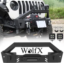 Front Bumper W/LED Lights For 07-18 Jeep Wrangler JK 18-25 JL 19-25 Gladiator JT