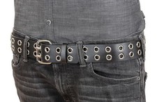 2 Row Eyelet Grommet Leather Uniform Belt Heavy-duty USA Made Rock Goth Metal