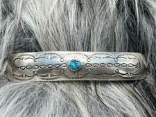 TURQUOISE STAMPED HAIR BARRETTE