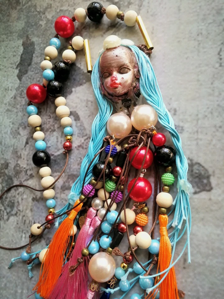 Joyería de Lujo Perla Simulada Oro Plata Piedras Preciosas Vudú Muñeca Collar Foto 4 de 4