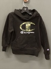 Boy's CHAMPION Black Hoodie With Camo Print Size 5