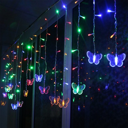 2x Butterfly Curtain Lights Fairy Lights String Lights Party Home Wedding Light - Picture 4 of 12