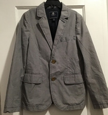 J. Crew Crewcuts Boy s Blazer Navy Blue Plaid Cotton Unlined Sz 10 EUC