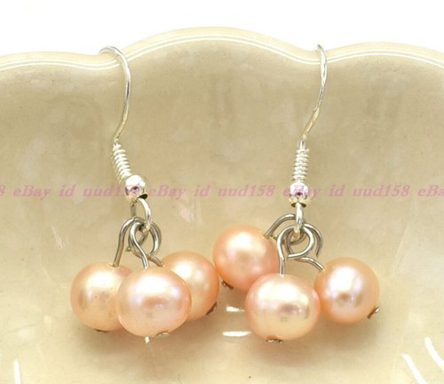 Genuine Pink Freshwater Pearl Hook Earrings In Sterling Silver, Natural Freshwater Pearls, Silver Or Gold, Natural Pink Button Pearl - Foto 7