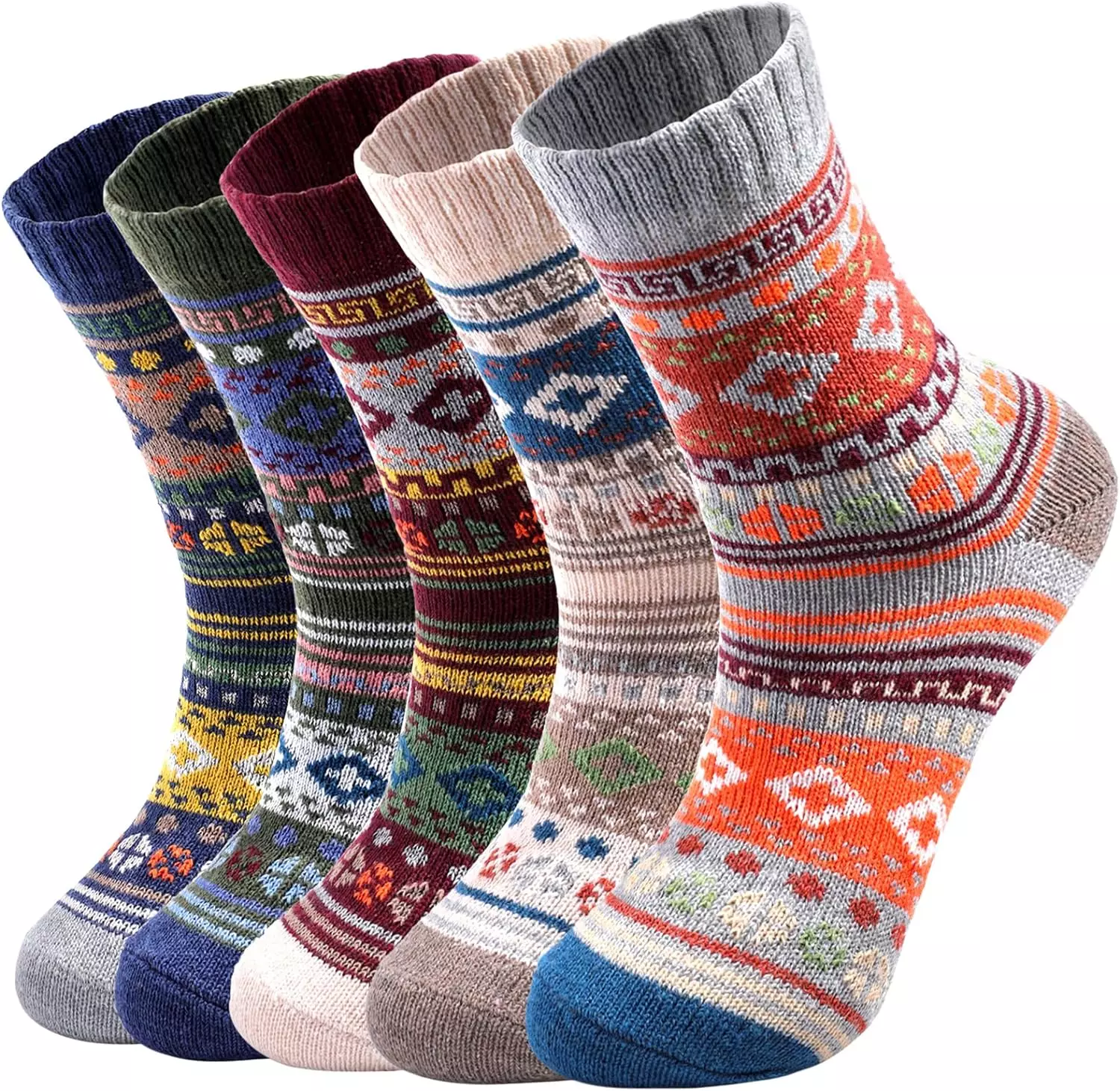 5 Paires Chaussettes en Laine pour Femmes, Chaussettes Confortables d'Équipage, Chaussettes Chaudes d'Hiver pour Femmes 6 10