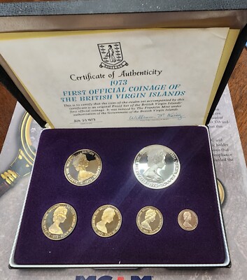 1973年 ブリティッシュバージンアイランド 記念硬貨セット 1973 First British Virgin Islands Proof Set by the Franklin Mint