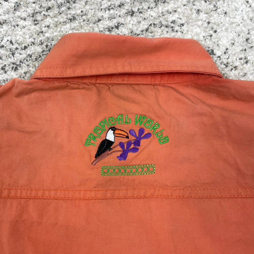 Camel Adventure Wear Shirt Mens Medium Short Sleeve Pockets Tropical World Faded - Image 4 of 4