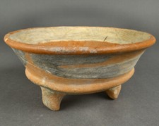 c1200-1600 Pre Columbian POTTERY TRIPOD RATTLE FOOT GRATER BOWL Mixtec Mexico