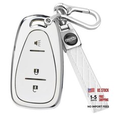 for Chevy Key Fob Cover with Keychain,Soft TPU Key Case Shell Style 1-white