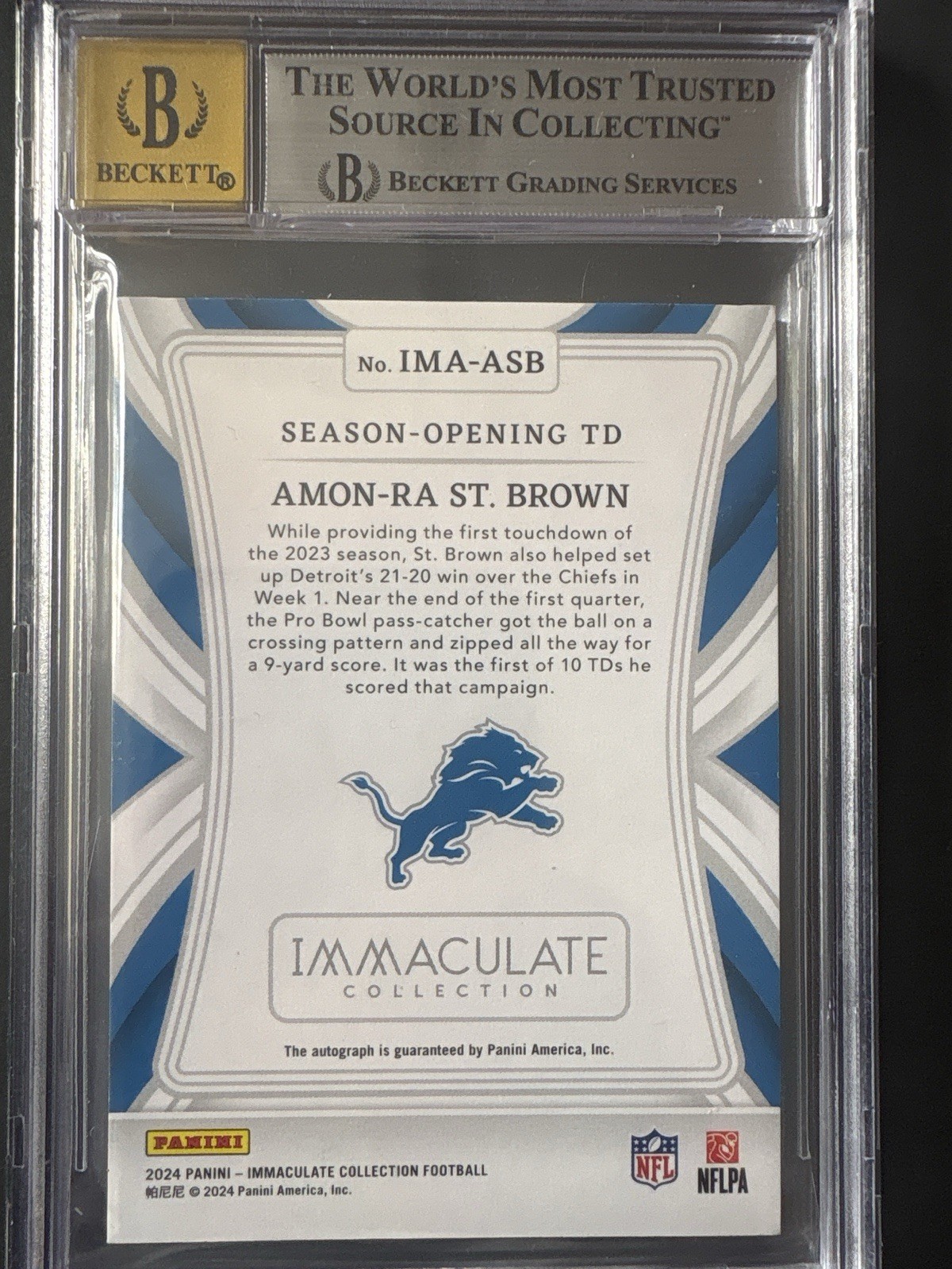 2024 Immaculate Amon-Ra St. Brown AUTO /49 BGS 8.5 Auto 10 Lions SSP 🔥 view 4