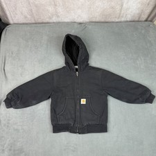 Carhartt Kids XXS 4-5 Black Duck Canvas Quilted Flannel Lined Active Jacket Coat