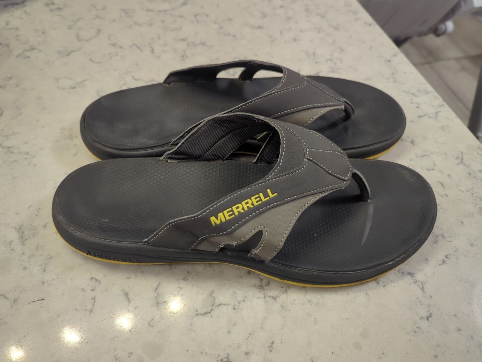 Sandali infradito uomo Merrell grigio giallo taglia 11 suola performance comodi