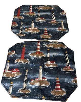 Pair Lighthouse Brier Island Novia Scotia Placemats Nautical Coastal Home Decor