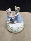 San Francisco Music Box Mouse L Tov Blue White Dancing Mice 1991 Sarnat — photo 1