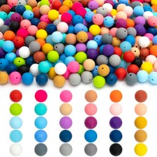 300 PCS 15mm Silicone Beads for Keychain, Bracelet, Necklace, and Pens Making...