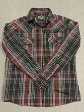 Gibson Trading Company Shirt Mens Small Black Plaid Western Pearl Snap Cowboy