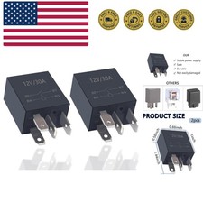 2PCS 4 Pin 30A 12V Relay for Car - Heavy Duty Starter Relay Multi Purpose - U...