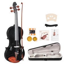 Glarry 4/4 Black Violin Set With Case Bow Rosin Shoulder Rest Tuner