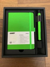 LAMY lime green notebook A6 size with Safari ballpoint pen