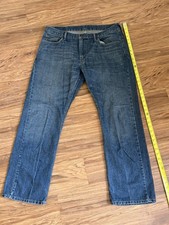 Levis 559 Relaxed Straight Mens Jeans W36 L32 Distressed Hem Denim Pants Dark