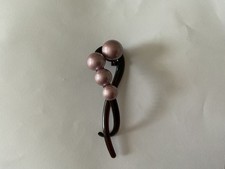 Elegant light brown large faux pearls on hair clip. A-1R
