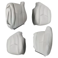 4 pcs Leather Seat Cover For Chevy Silverado GMC Sierra 2003 -2005-2006 Gray