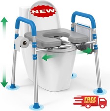 Asiento de inodoro elevado con asas, elevador acolchado para personas mayores, a