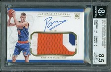 2015 National Treasures Kristaps Porzingis #104 Rookie Patch Auto BGS 8.5 RPA