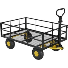 Garden Wagon Cart 1200lb Capacity,Steel Utility Cart w/ 10" Tires & Folding Side