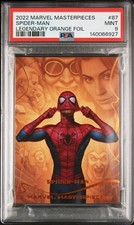 2022 SKYBOX MARVEL MASTERPIECES LEGEND ORANGE FOIL #87 SPIDER-MAN 21/99 PSA 9