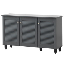 Shoe Storage Cabinet 3 Slatted Doors Rack Cupboard Stand Drawer Unit Footwear