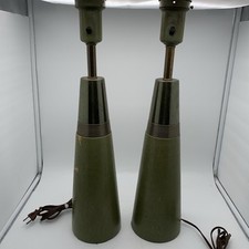 2 Vintage Mid Century Modern Table Lamps Gree...