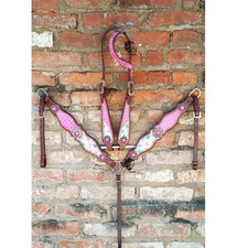 Premium Horse Show Saddle Tack Western Leather Headstall Breast Collar