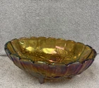 Vintage Indiana Amber Carnival Glass Large Centerpiece Bowl Fruit Pattern 12x8.5