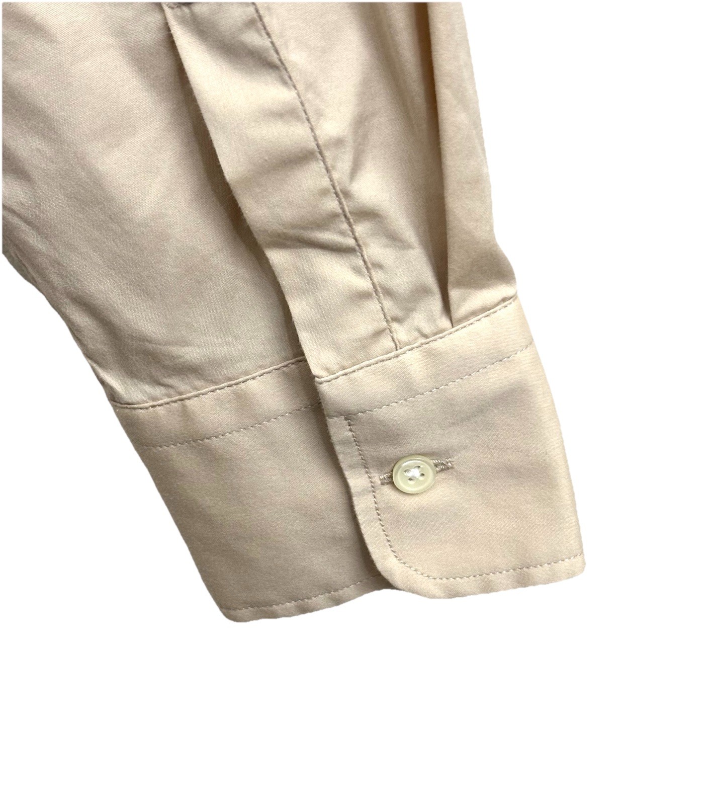 ROCHELLE BEHRENS THE ICON SHIRT XL {FITS L} TAN PREPPY ACADEMIA QUIET LUXURY NEW