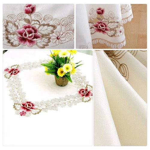 Bestickte Tischdecke Blumen Handarbeit Wohndeko Läufer Tisch Vintage - Bild 5 von 20