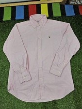 ralph lauren youth boys oxford button up shirt size 14 pastel pink pony logo