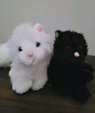 Ganz Webkinz Lot of 2 Cat Plush Persian and Black Cat Stuffed Animals No Codes
