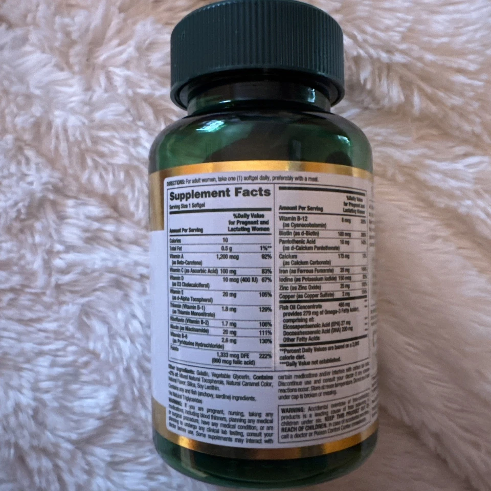 Multivitamínico prenatal Nature's Bounty con folato y DHA 200 mg, 60 cápsulas blandas Foto 3 de 3