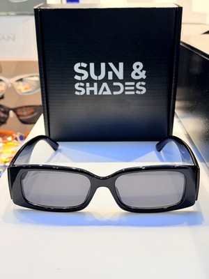 Slim Rectangle Sunglasses - Black Frame | UV400 Black Lens | Retro Y2K Unisex
