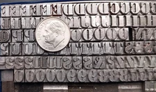 Vintage Metal Letterpress Print Type  18pt Stencil  D81  4#