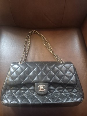 CHANEL Vintage Full Flap Bag Medium Black Leather