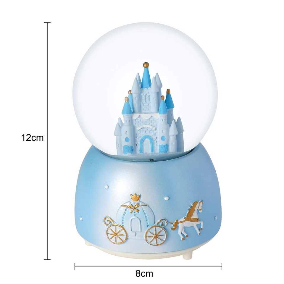 Snow Globe Castle Crystal Ball Automatic Snowfall Musical Rotate ...