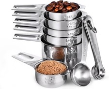 Measuring Cups and Spoons 12 Pieces:  18/8 Stainl Steel Kitchen